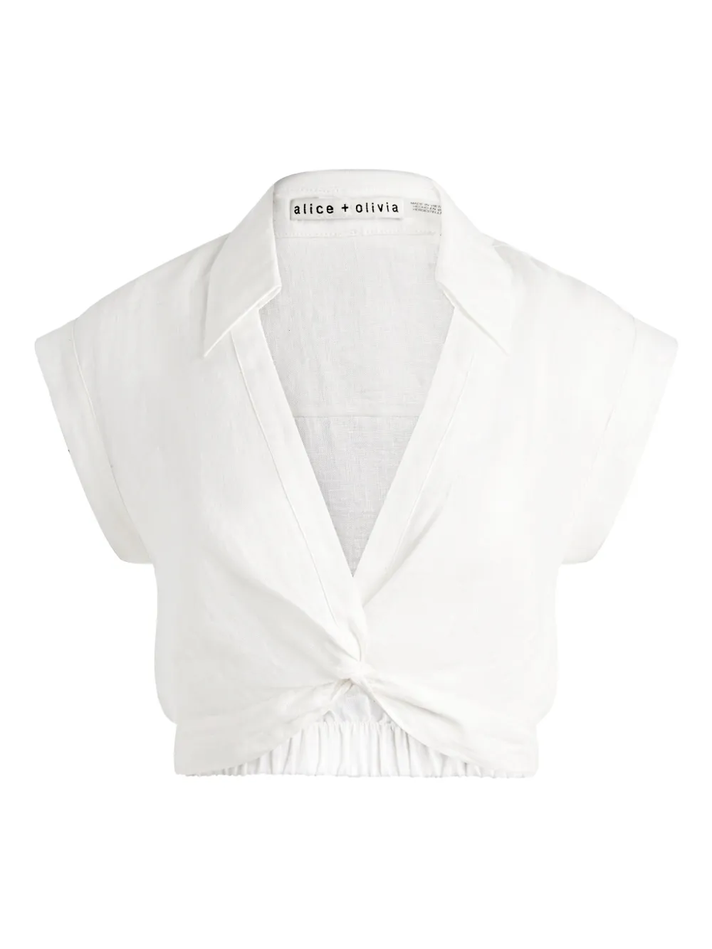 Alice + olivia Mila linnen top met gedraaide voorkant Wit