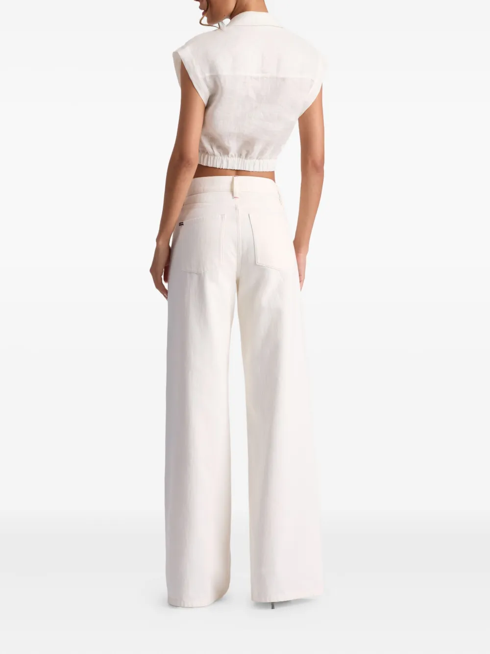 alice + olivia Mila linnen top met gedraaide voorkant Wit
