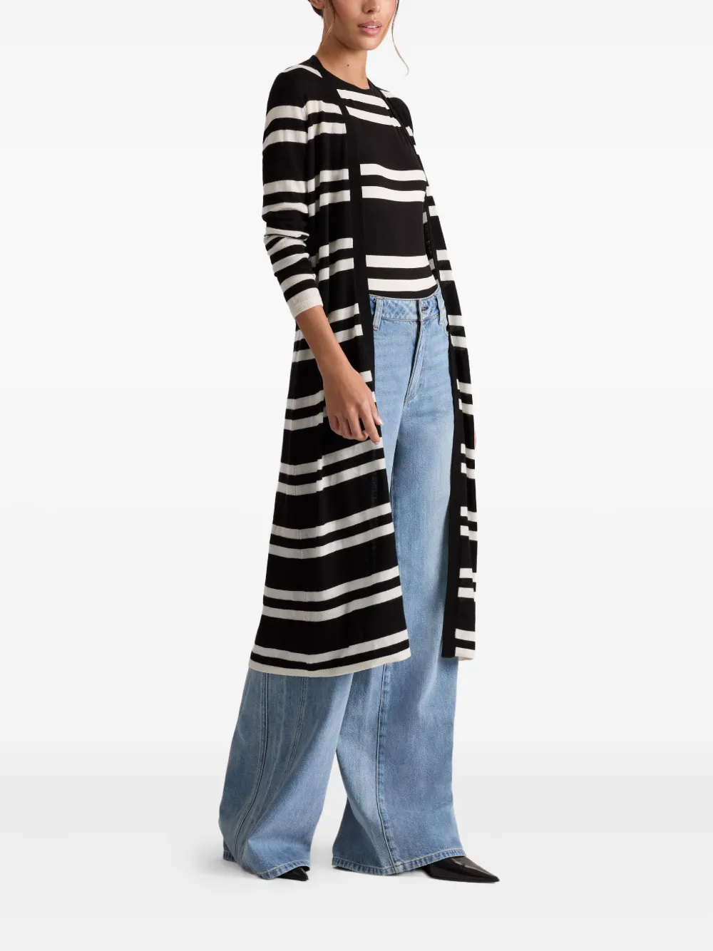alice + olivia Callan striped maxi cardigan Zwart