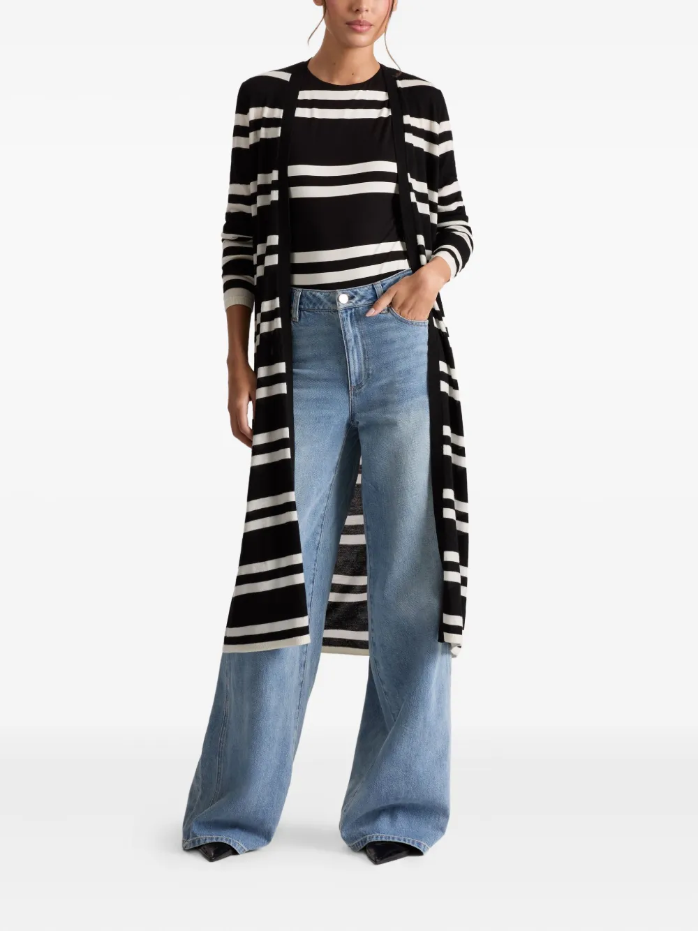 alice + olivia Callan striped maxi cardigan Zwart