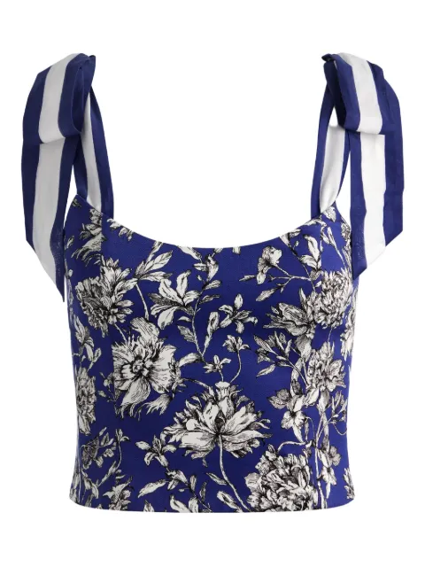 alice + olivia Blanca floral-print tie-shoulder top