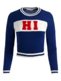 alice + olivia appliqué-lettering sweater - Blue