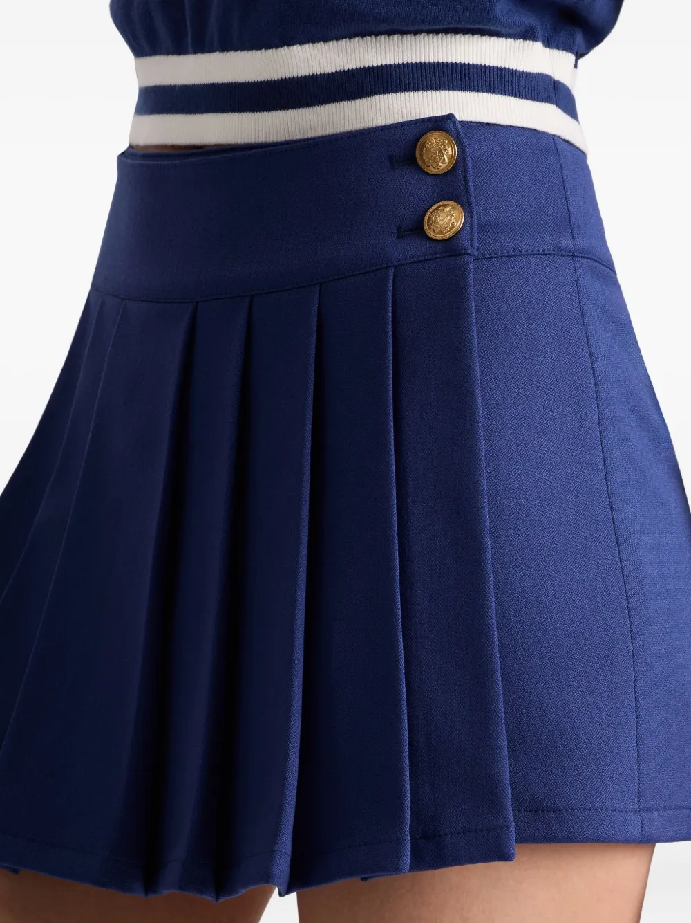 alice + olivia Noah pleated button-fastening mini skirt Blauw