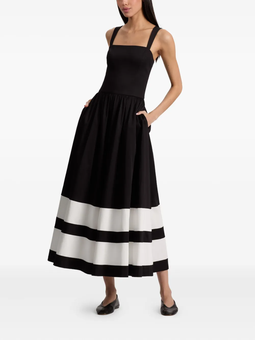 alice + olivia Belden jumpsuit met colourblocking en wijde pijpen Zwart