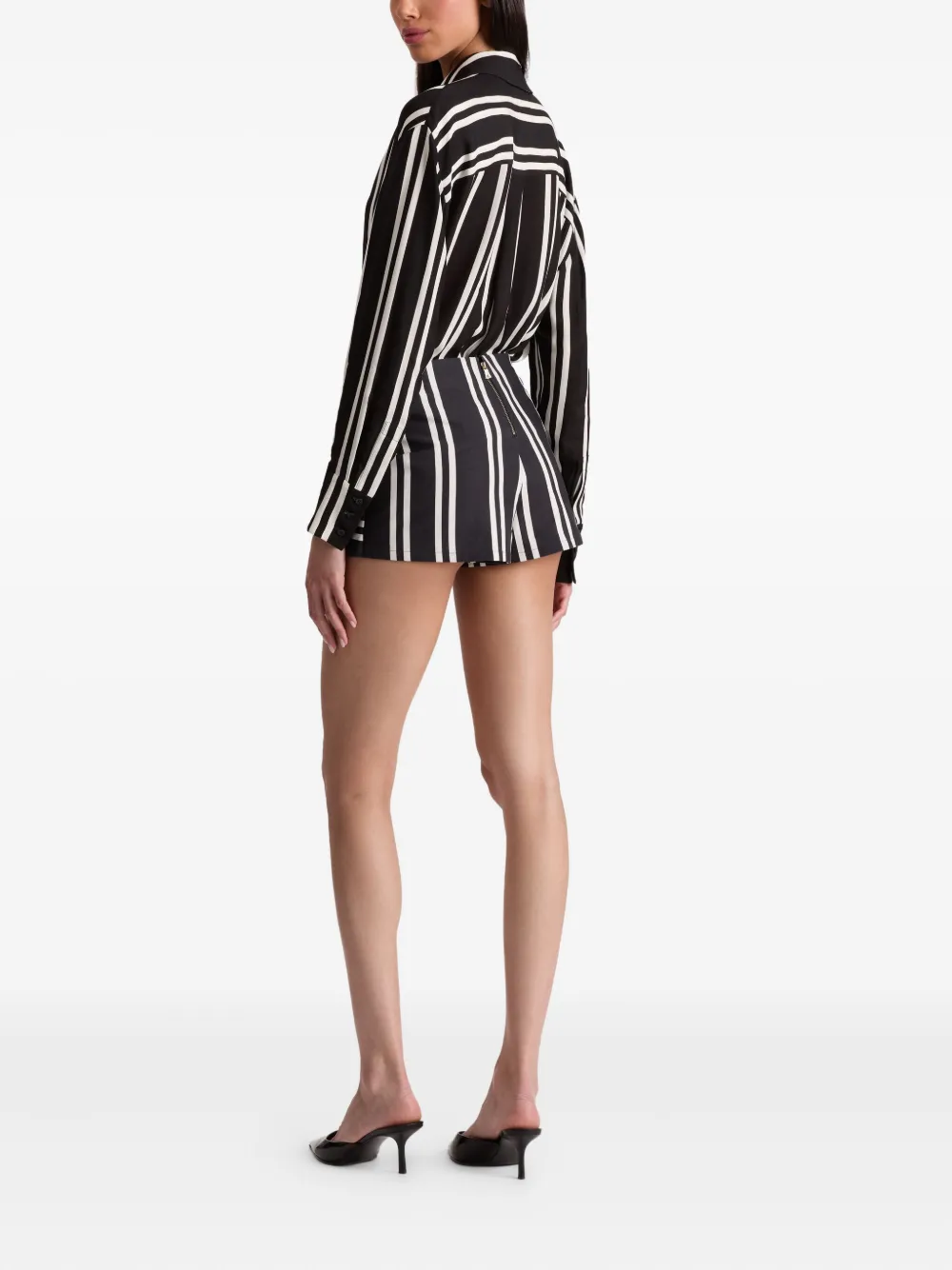 alice + olivia Mace striped mini skort Zwart