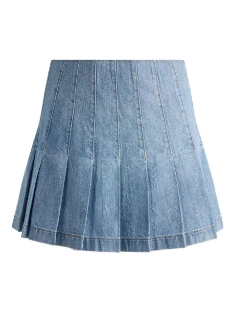 alice + olivia denim mini pleated skirt