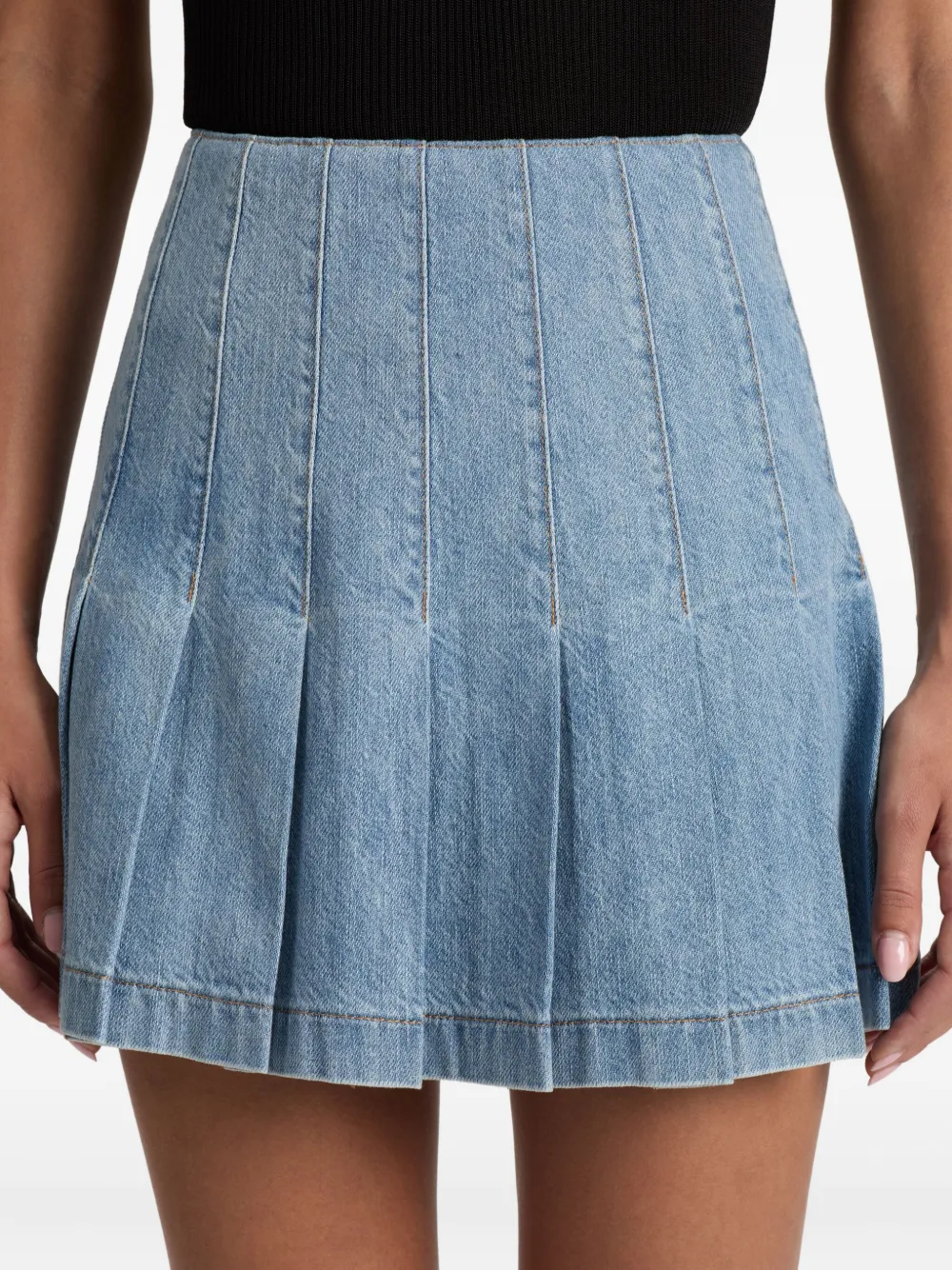 alice + olivia denim mini pleated skirt Blauw