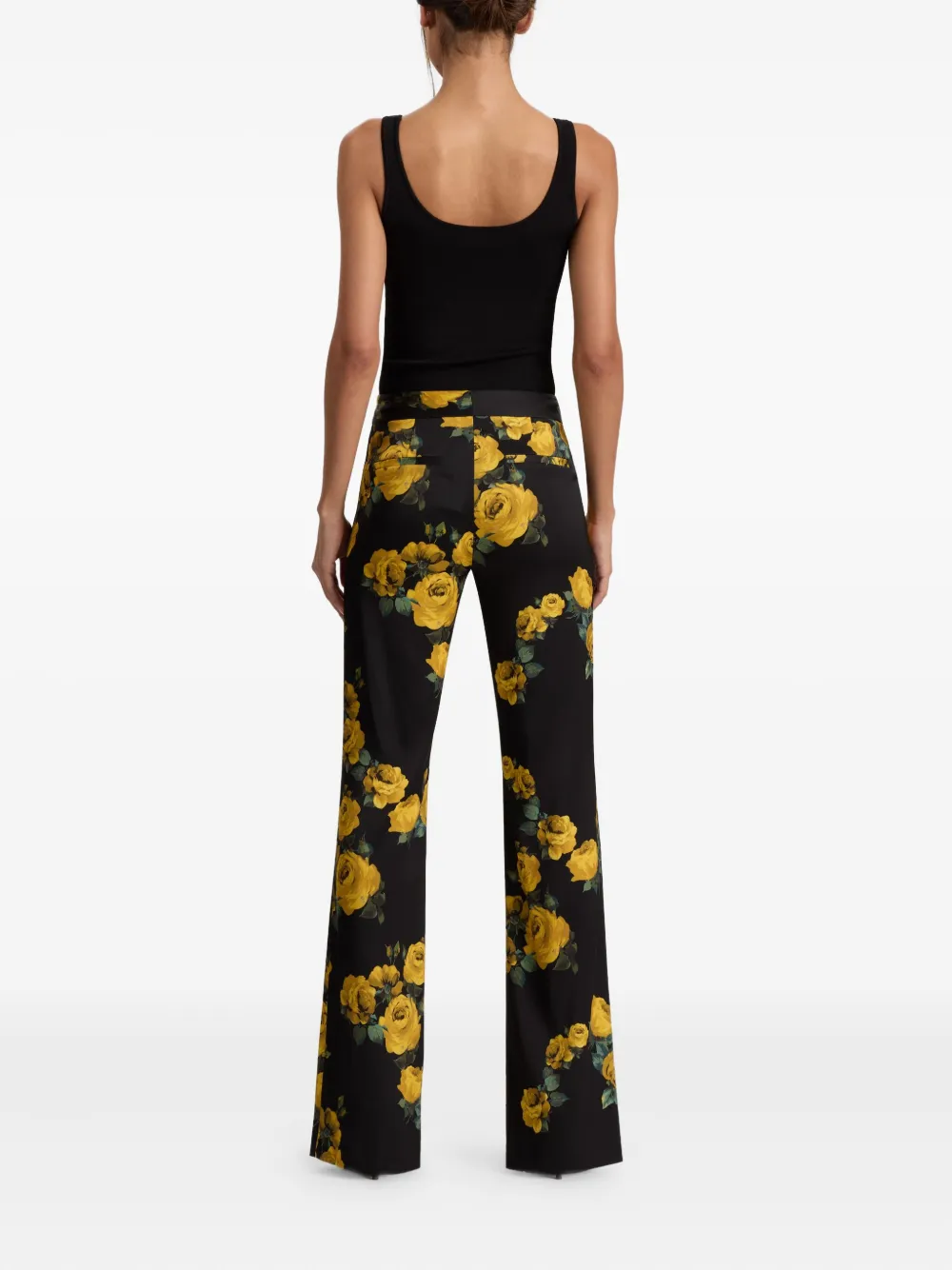 alice + olivia rose-print trousers Zwart