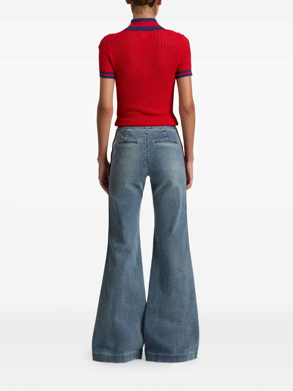 alice + olivia Martha pointelle poloshirt Rood