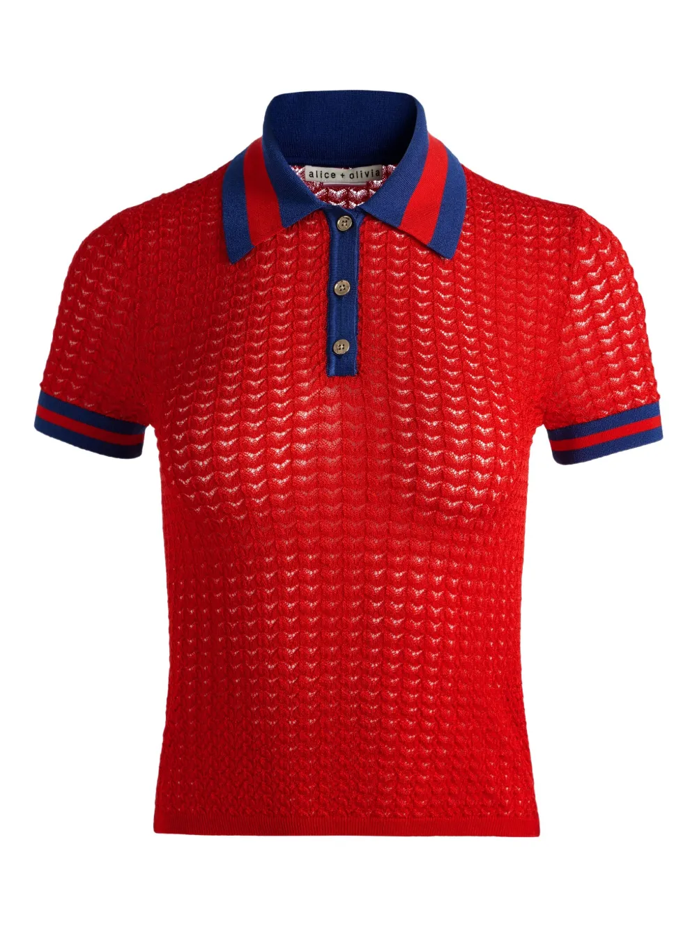 Alice + olivia Martha pointelle poloshirt Rood