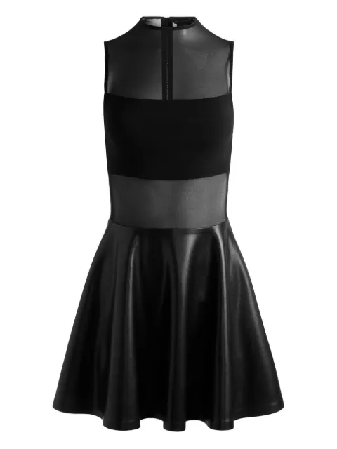 alice + olivia Chara mesh-paneled flared mini dress