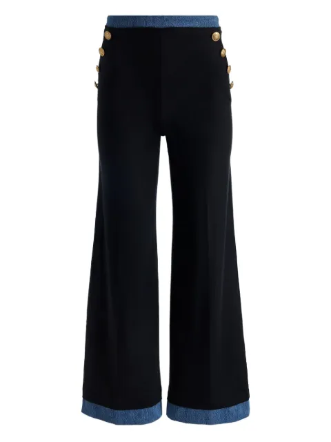 alice + olivia Narin button-detailed denim-trimmed trousers