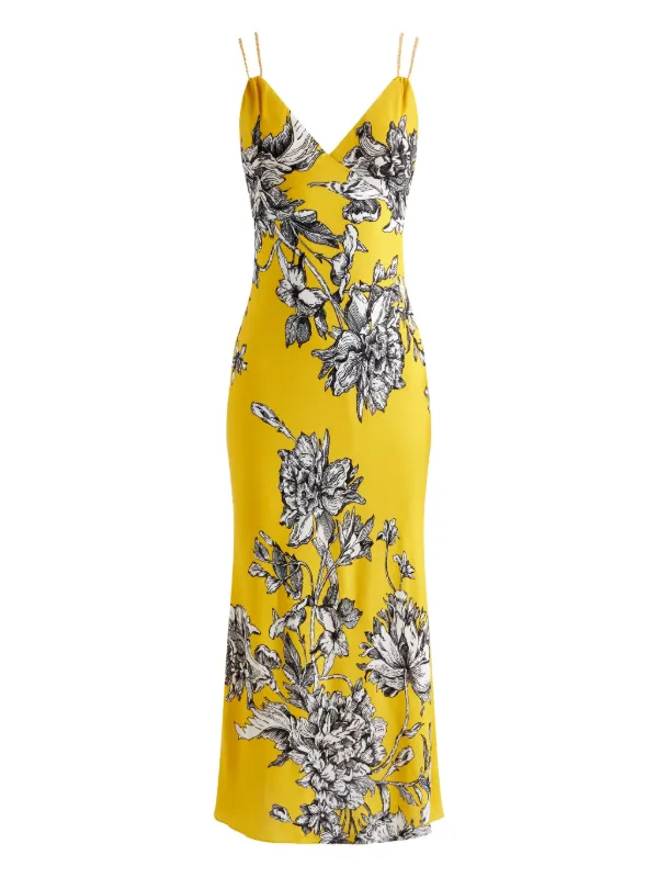 Alice Olivia Kiro Midi Dress Yellow FARFETCH TR