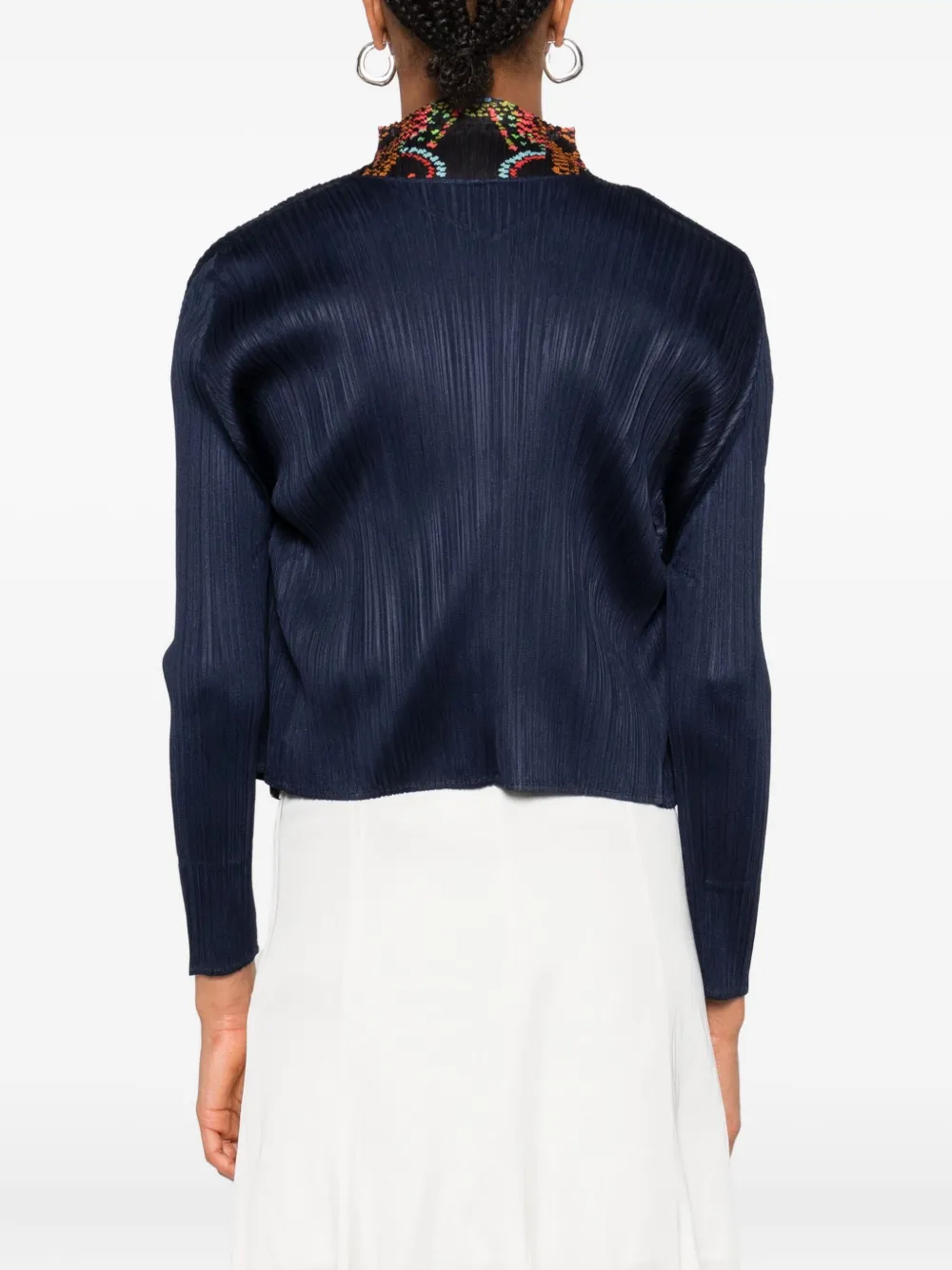 Pleats Please Issey Miyake pleated asymmetric-neckline top Blauw
