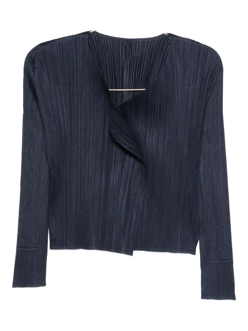 Pleats Please Issey Miyake pleated asymmetric-neckline top Blauw