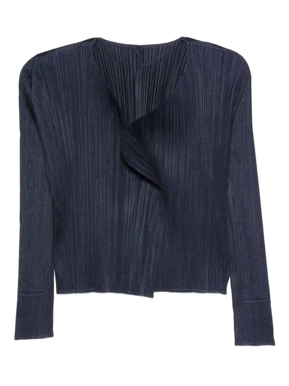Pleats Please Issey Miyake pleated asymmetric-neckline top Blauw