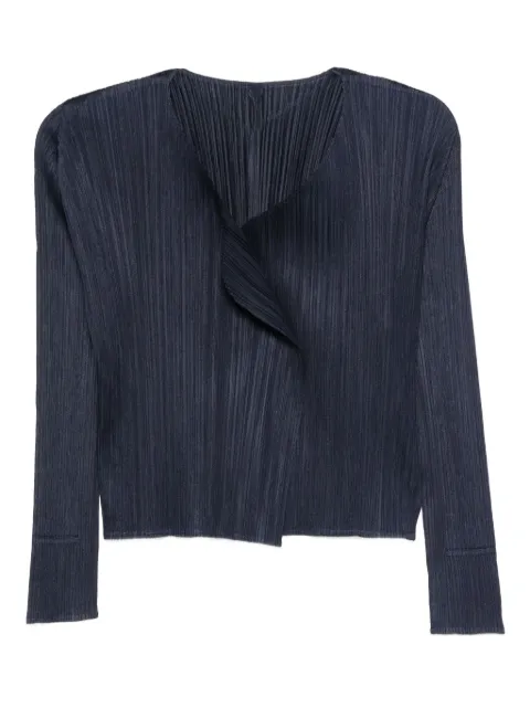 Pleats Please Issey Miyake pleated asymmetric-neckline top