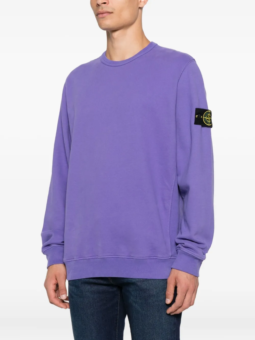Stone Island Sweater met logopatch Paars
