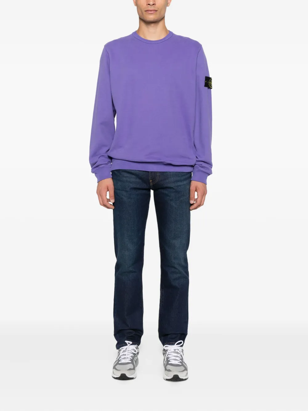 Stone Island Sweater met logopatch Paars