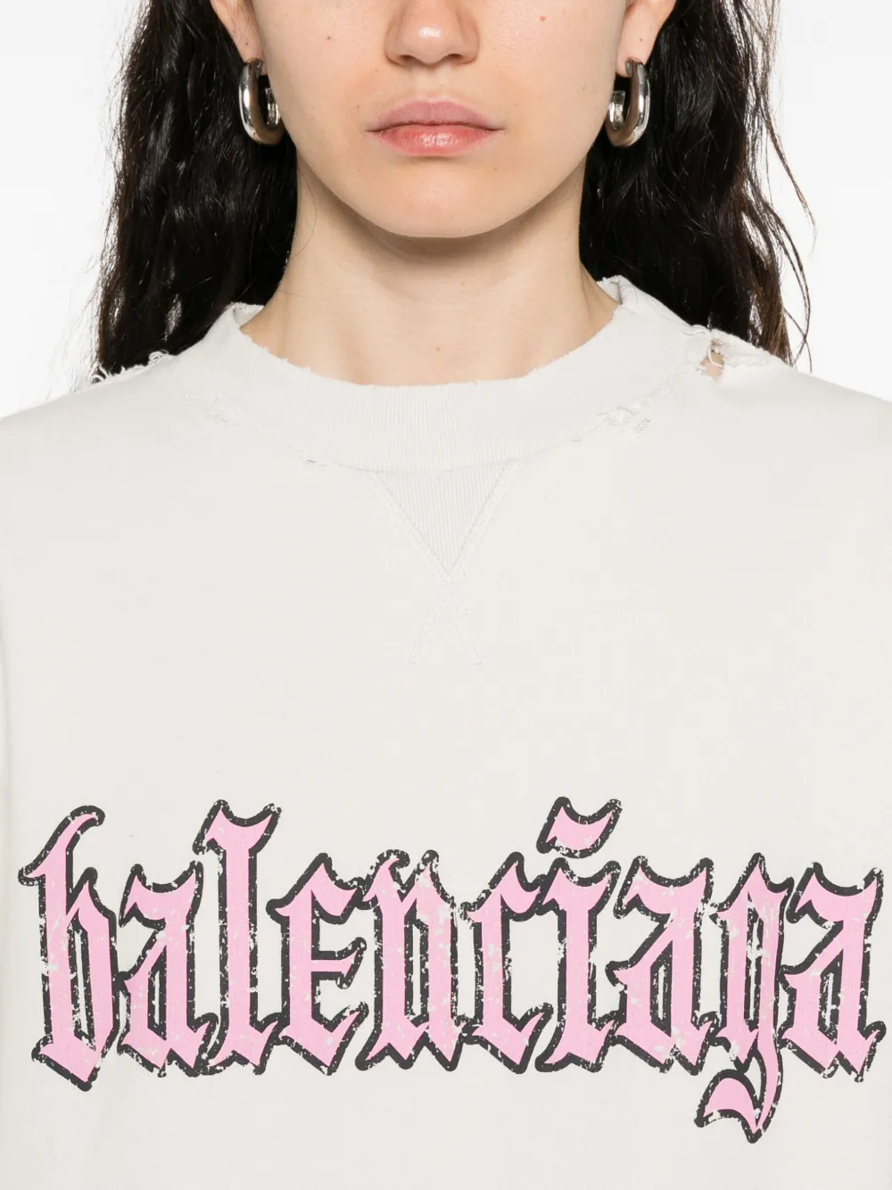 Balenciaga pleated-hem logo dress Beige