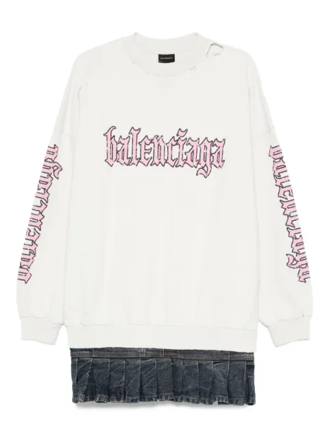 Balenciaga pleated-hem logo dress
