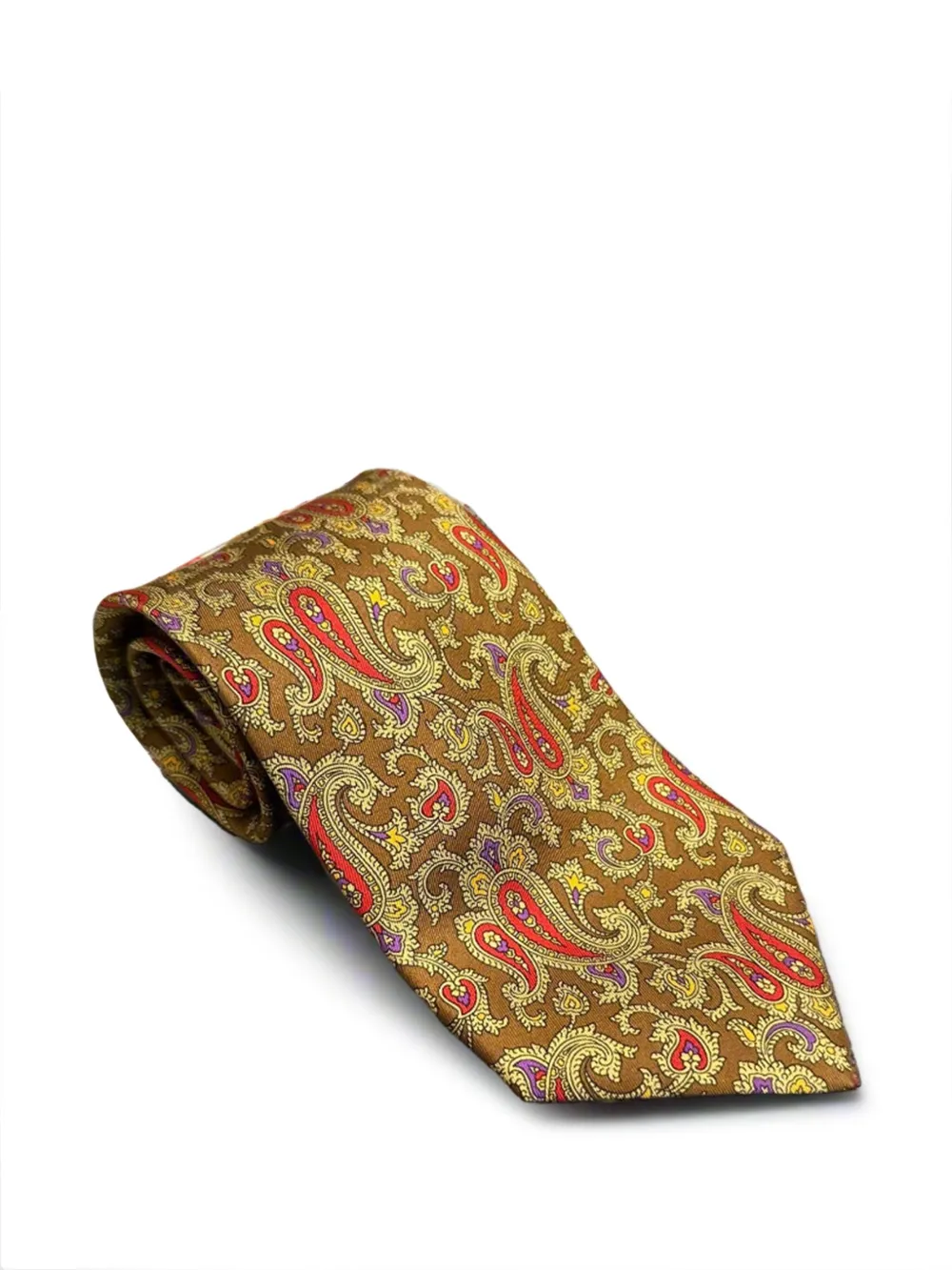 Brioni paisley silk tie Geel