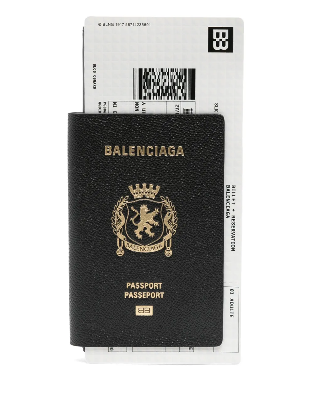 Balenciaga leather passport wallet Zwart
