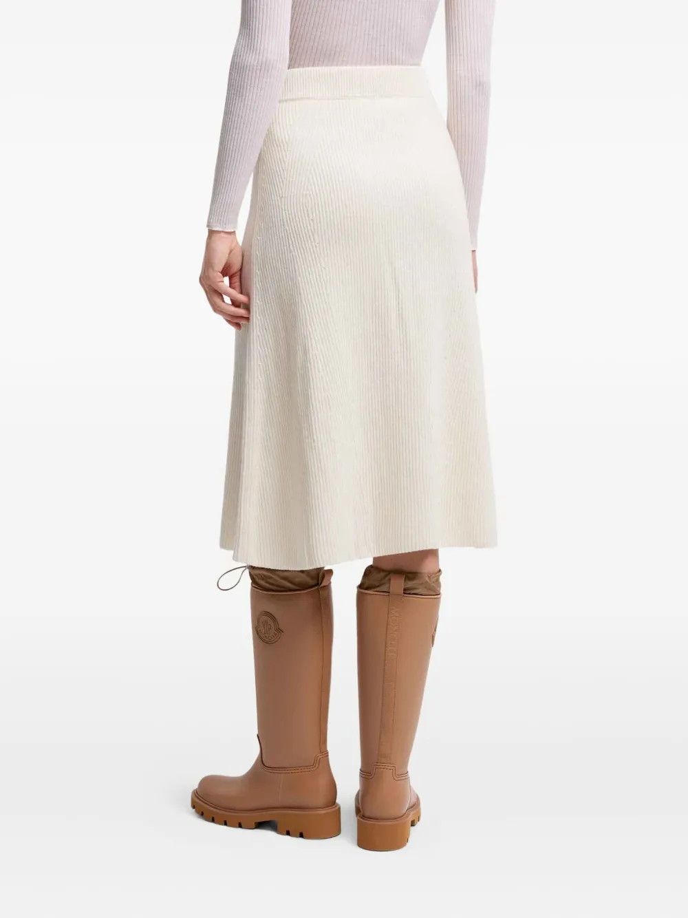 Moncler ribbed side-split midi skirt Wit