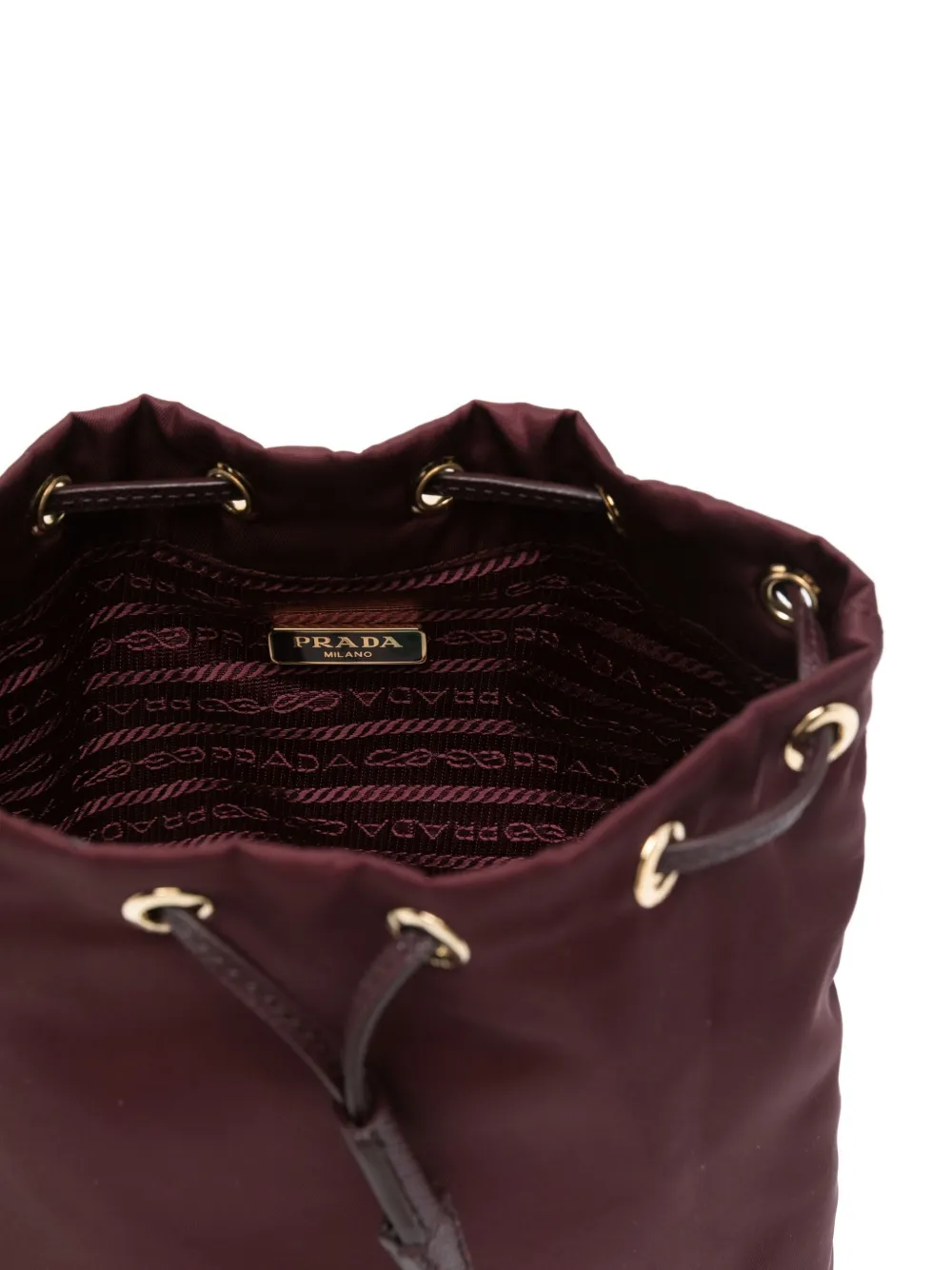 Prada Bucket-tas met leren afwerking en trekkoord Rood