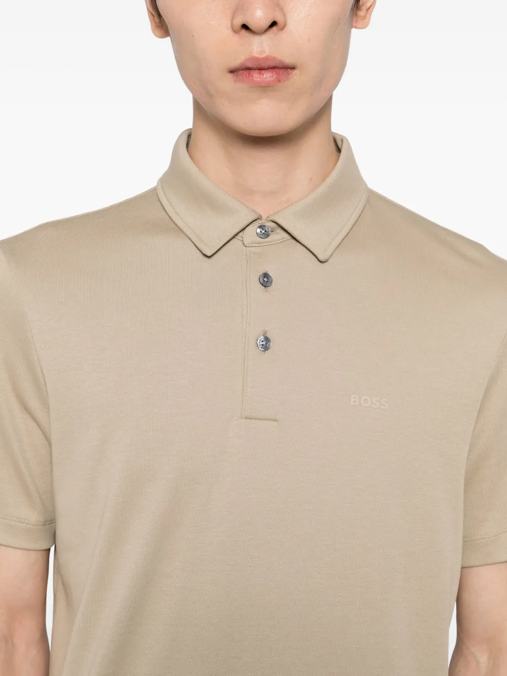 BOSS Poloshirt met logo-reliëf Beige