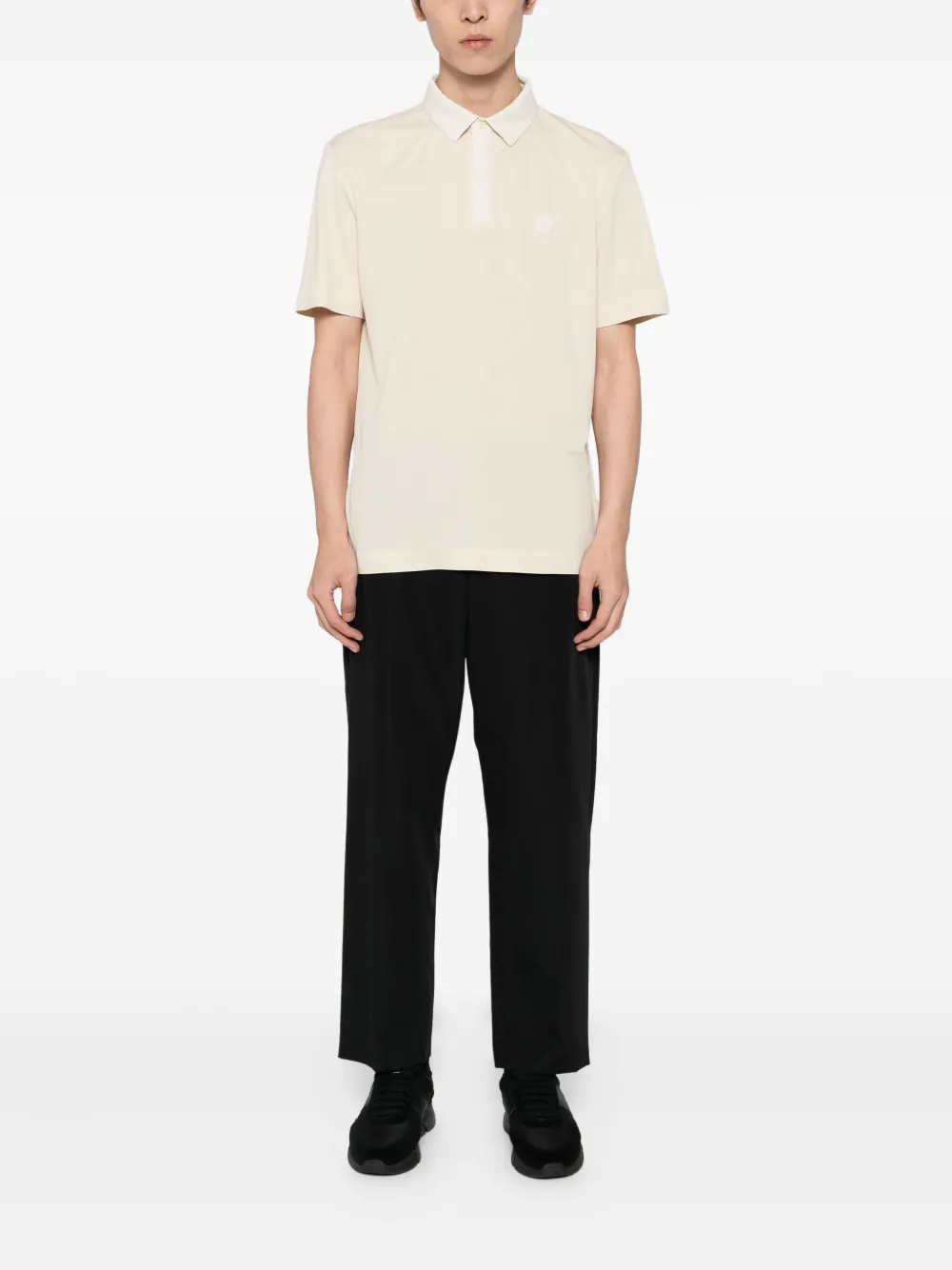 BOSS Poloshirt met logopatch - Beige