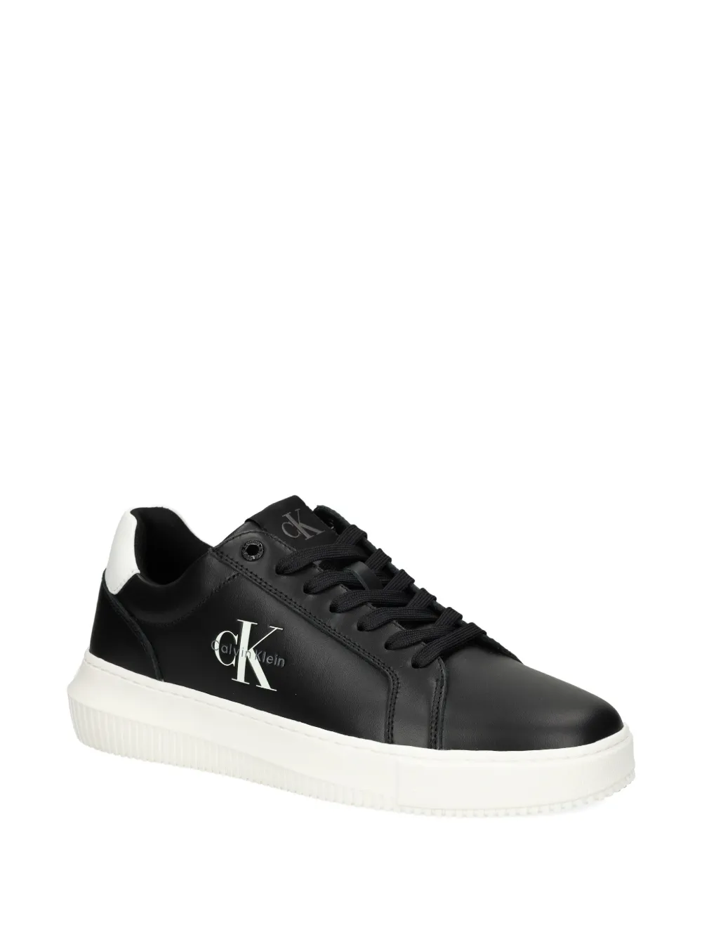 Calvin Klein Jeans logo-detail leather sneakers Black