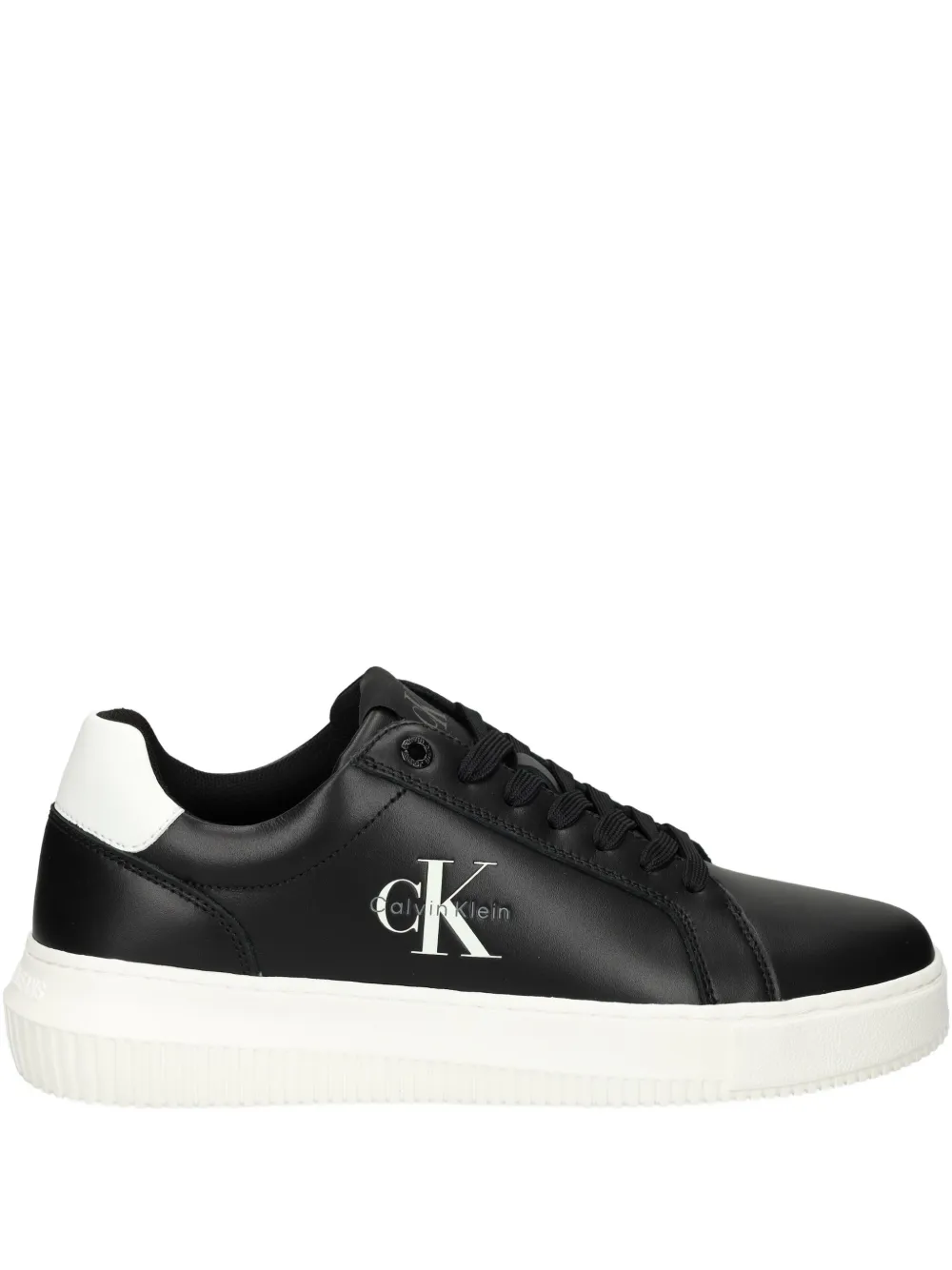 Calvin Klein Jeans logo-detail leather sneakers Black