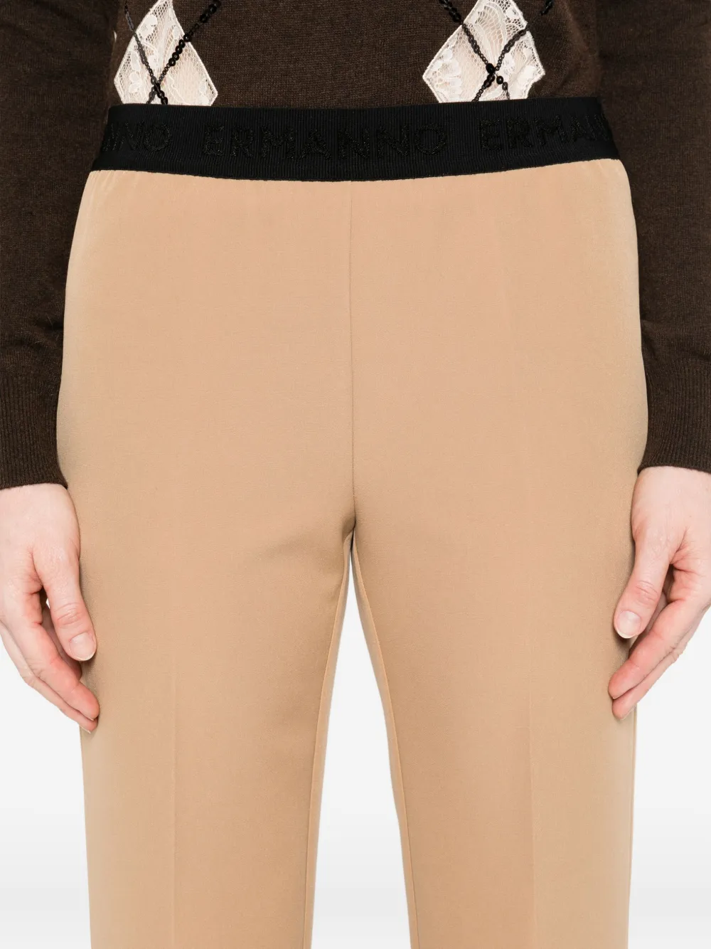 ERMANNO FIRENZE Trainingsbroek met elastische tailleband Bruin