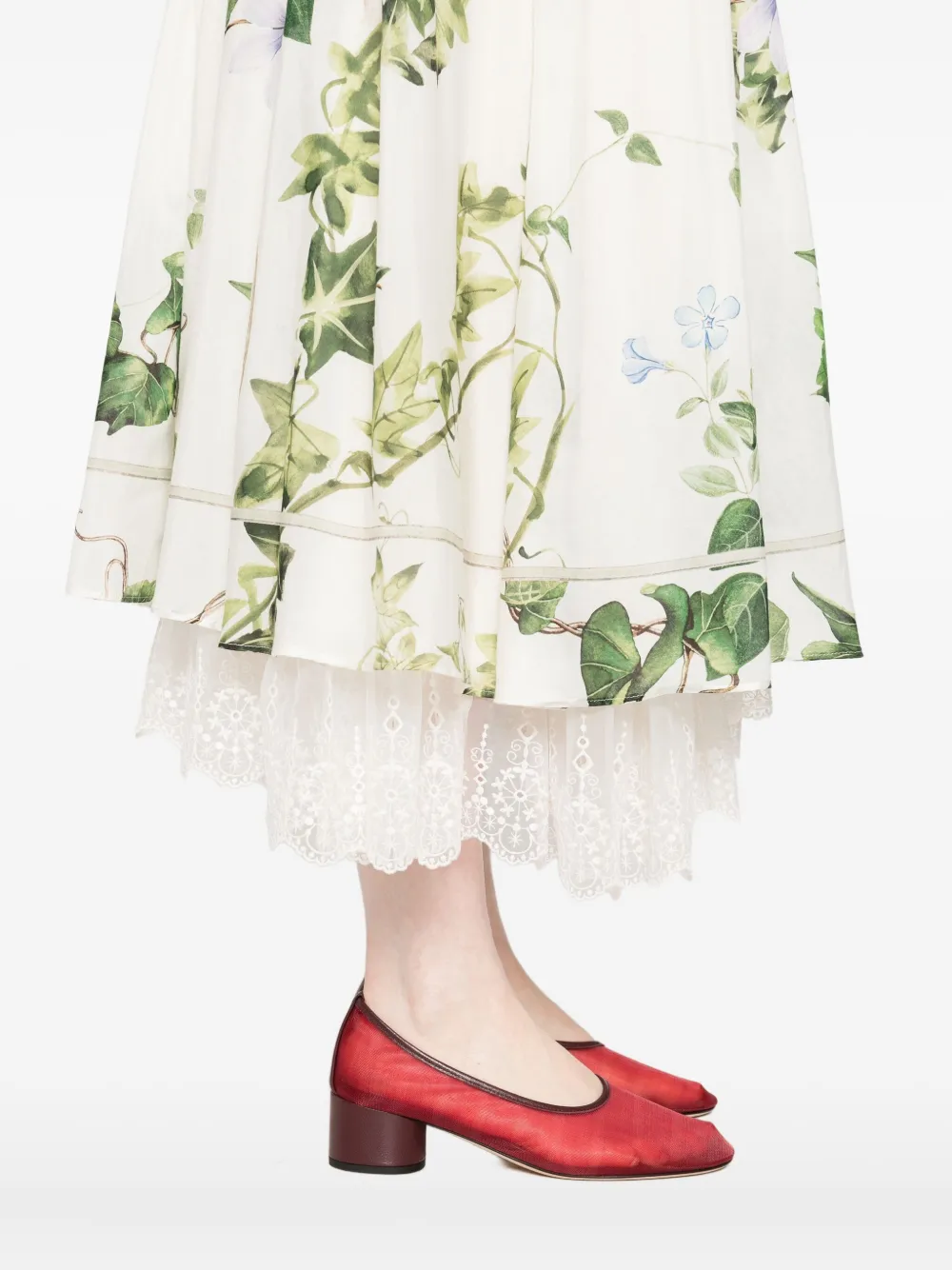 alice + olivia Jurk met bloemenprint en gestrikte schouders Beige