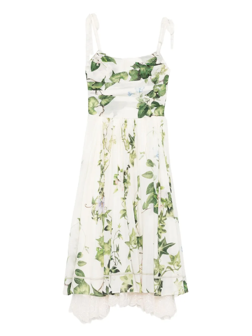 Alice + olivia floral-print tie-shoulder dress Beige