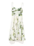 alice + olivia floral-print tie-shoulder dress - Neutrals