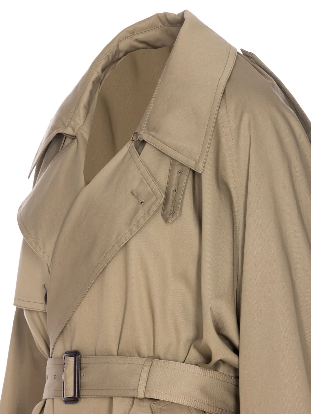 Balenciaga Trenchcoat met dubbele rij knopen en gedrapeerde hals Beige