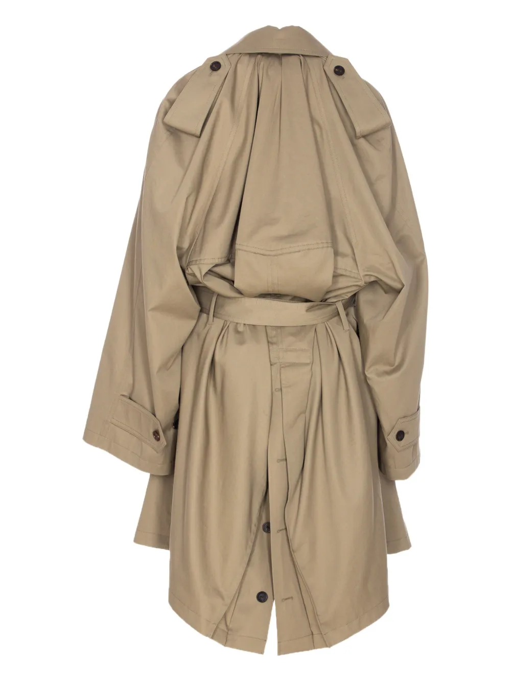 Balenciaga Trenchcoat met dubbele rij knopen en gedrapeerde hals Beige