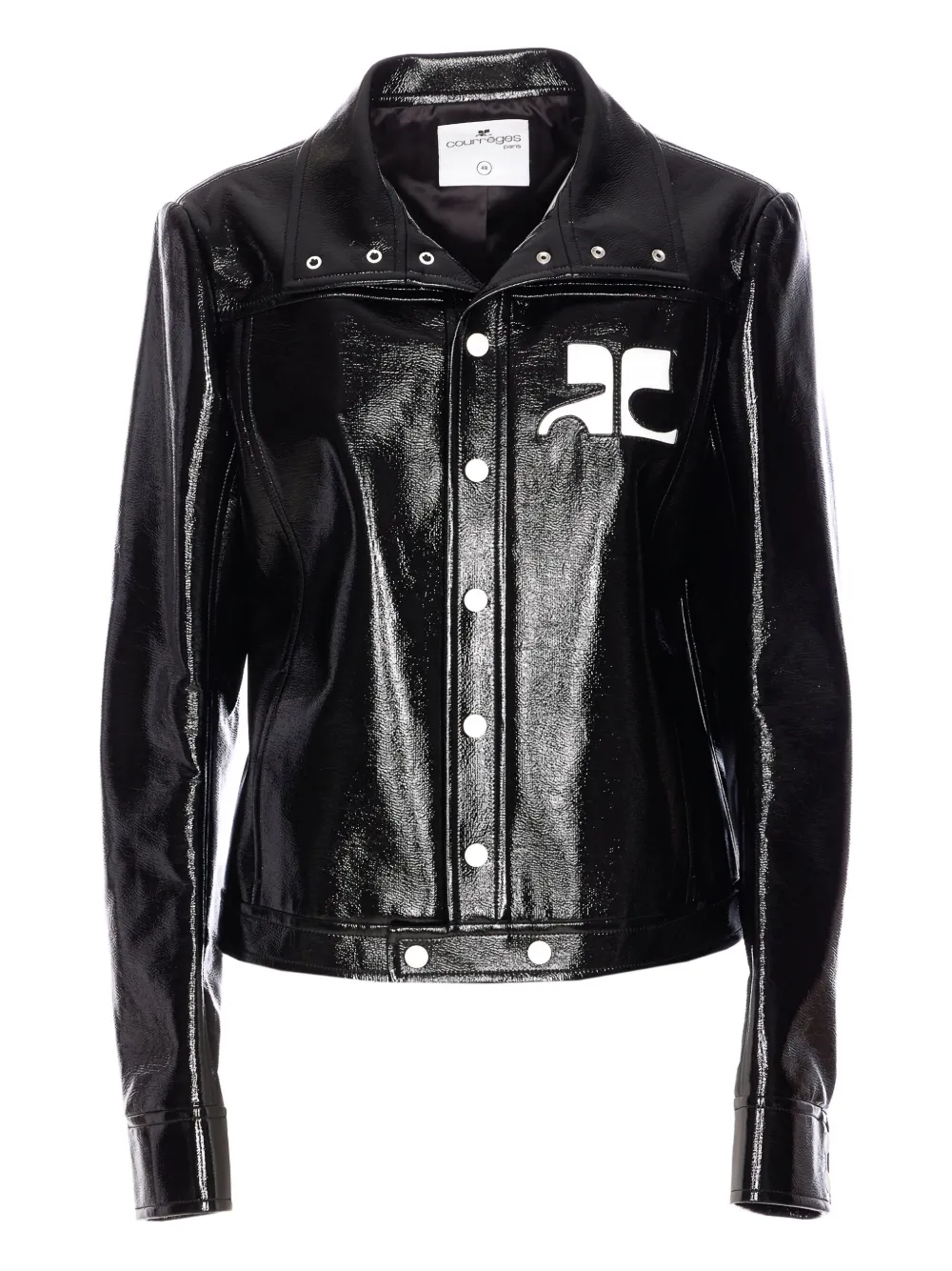 Courrèges Reedition logo-patch vinyl jacket Zwart