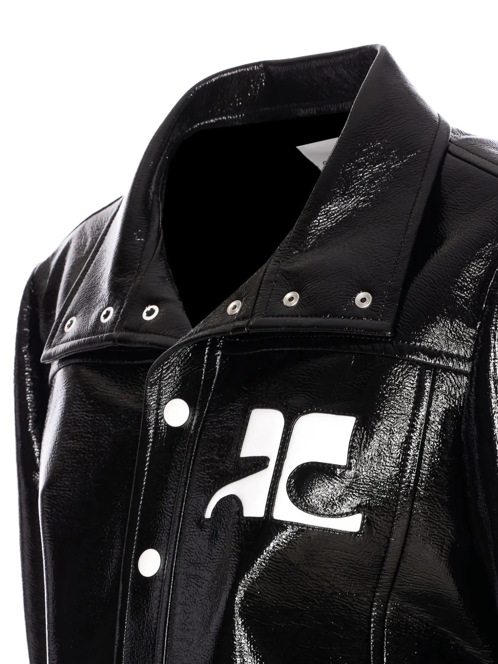 Courrèges Reedition logo-patch vinyl jacket Zwart
