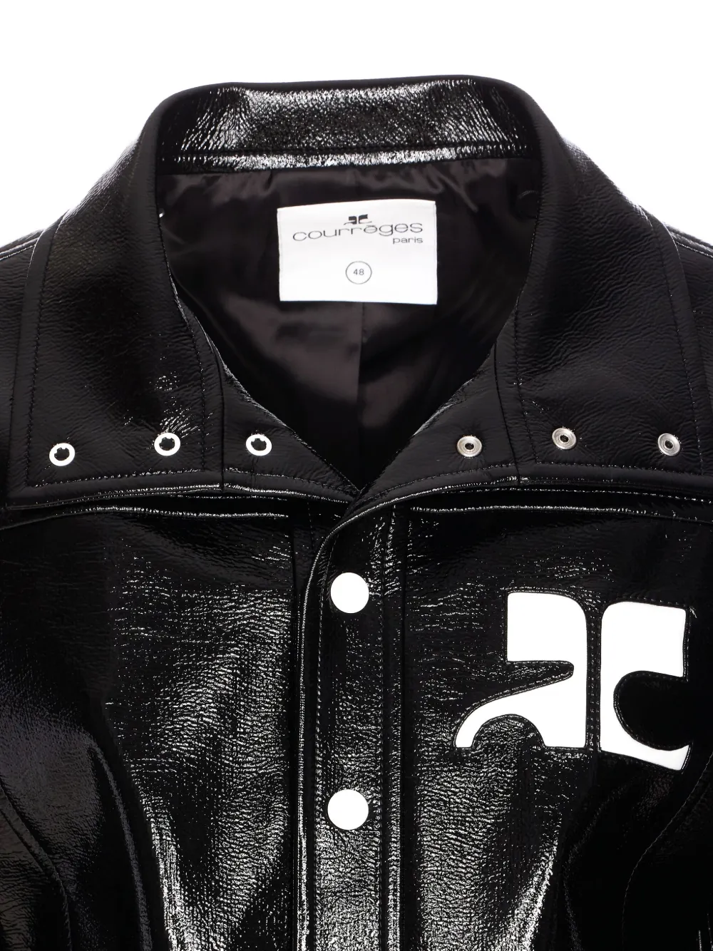 Courrèges Reedition logo-patch vinyl jacket Zwart