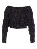 MAR DE MARGARITAS polka-dot lace-up blouse - Black