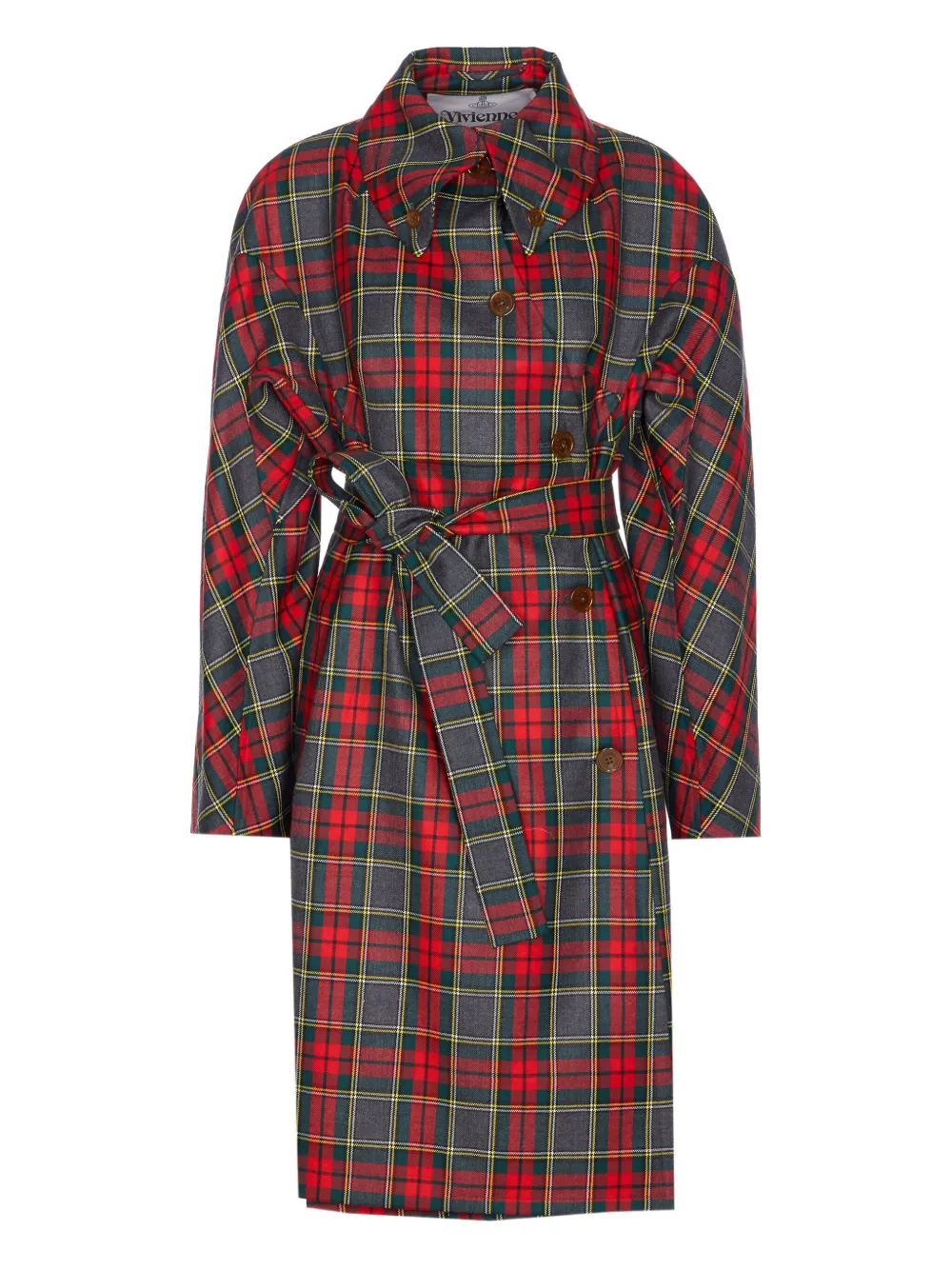 Vivienne Westwood tartan belted coat Rood