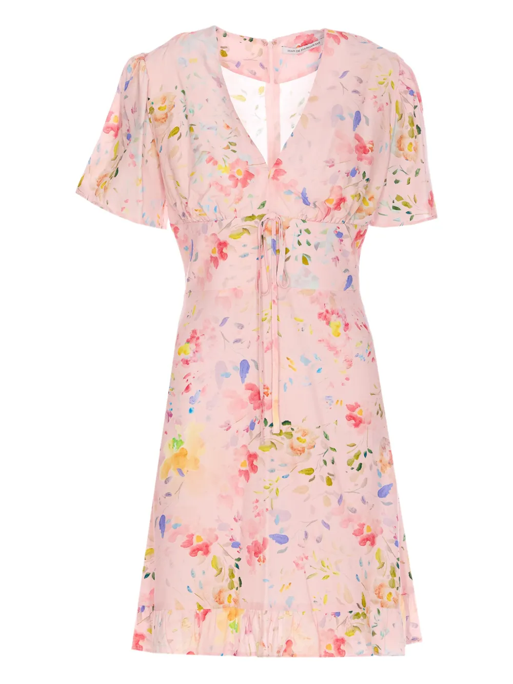 MAR DE MARGARITAS floral print V-neck mini dress - ピンク MAR DE MARGARITAS floral print V-neck mini dress - ピンク