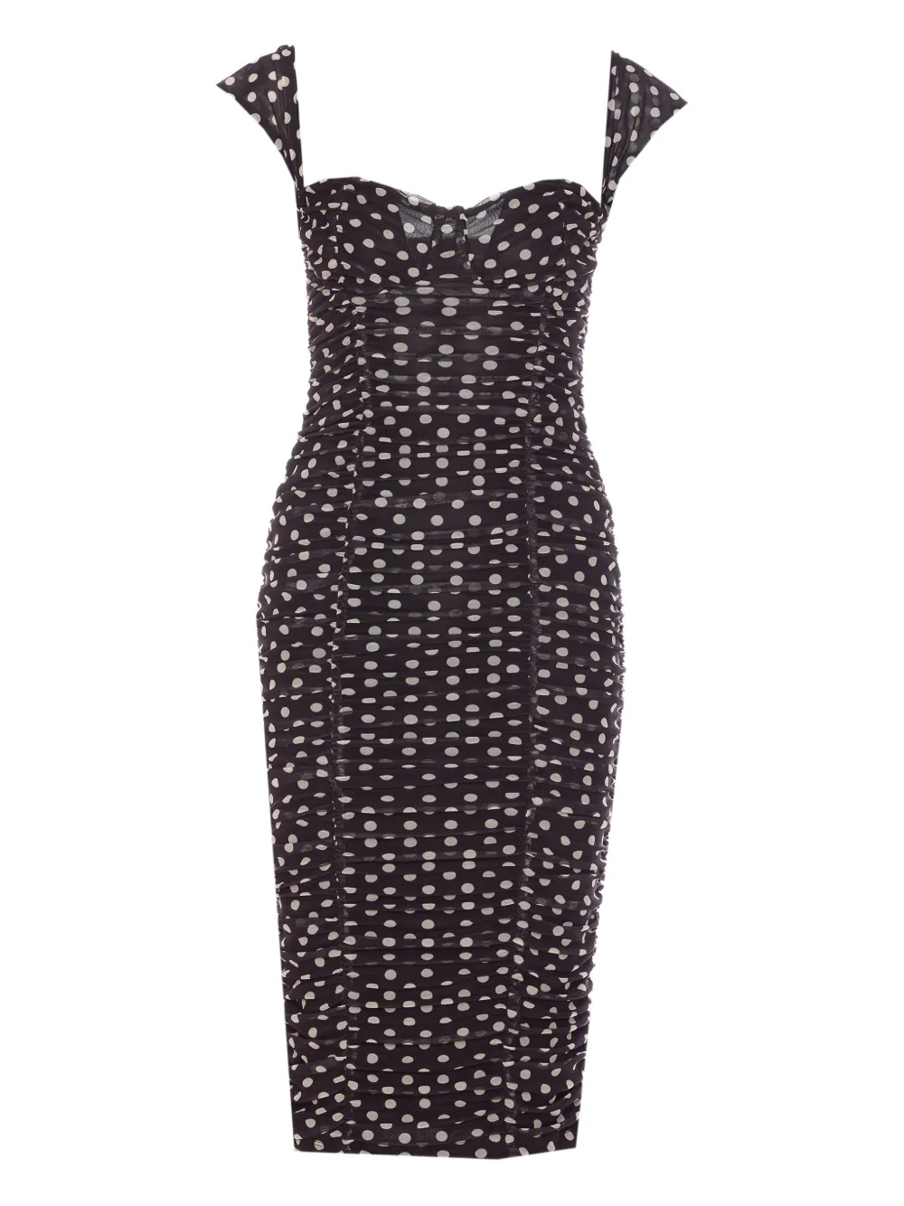 MAR DE MARGARITAS polka-dot ruched midi dress - ブラック MAR DE MARGARITAS polka-dot ruched midi dress - ブラック