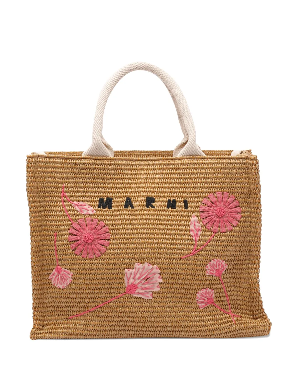 Marni medium embroidered-floral tote bag Bruin
