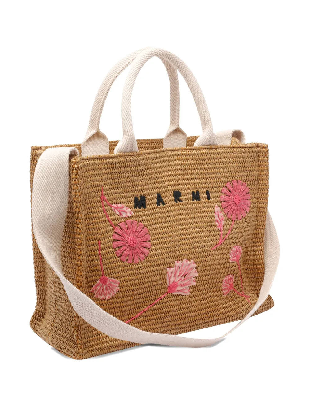 Marni medium embroidered-floral tote bag Bruin