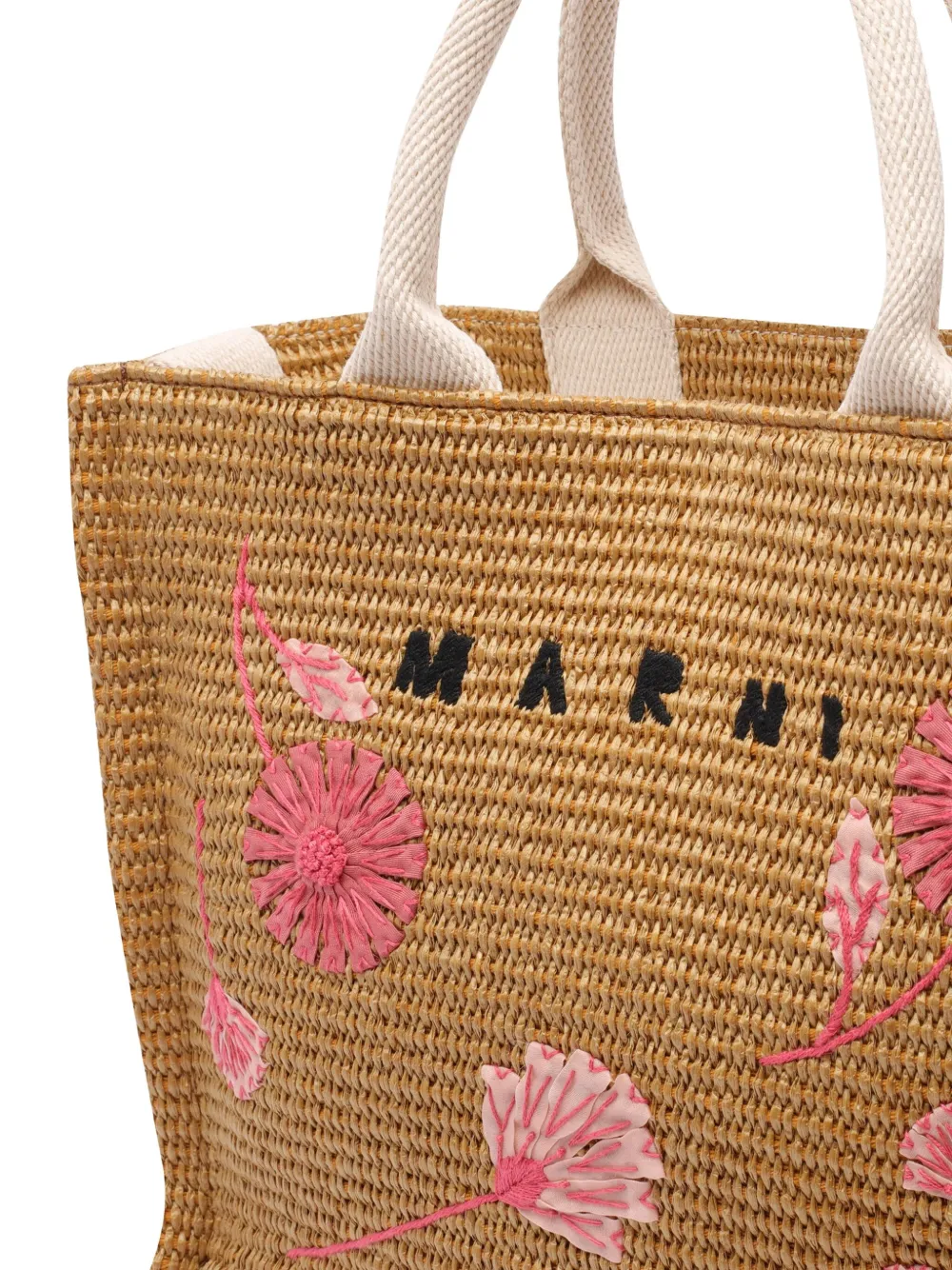 Marni medium embroidered-floral tote bag Bruin
