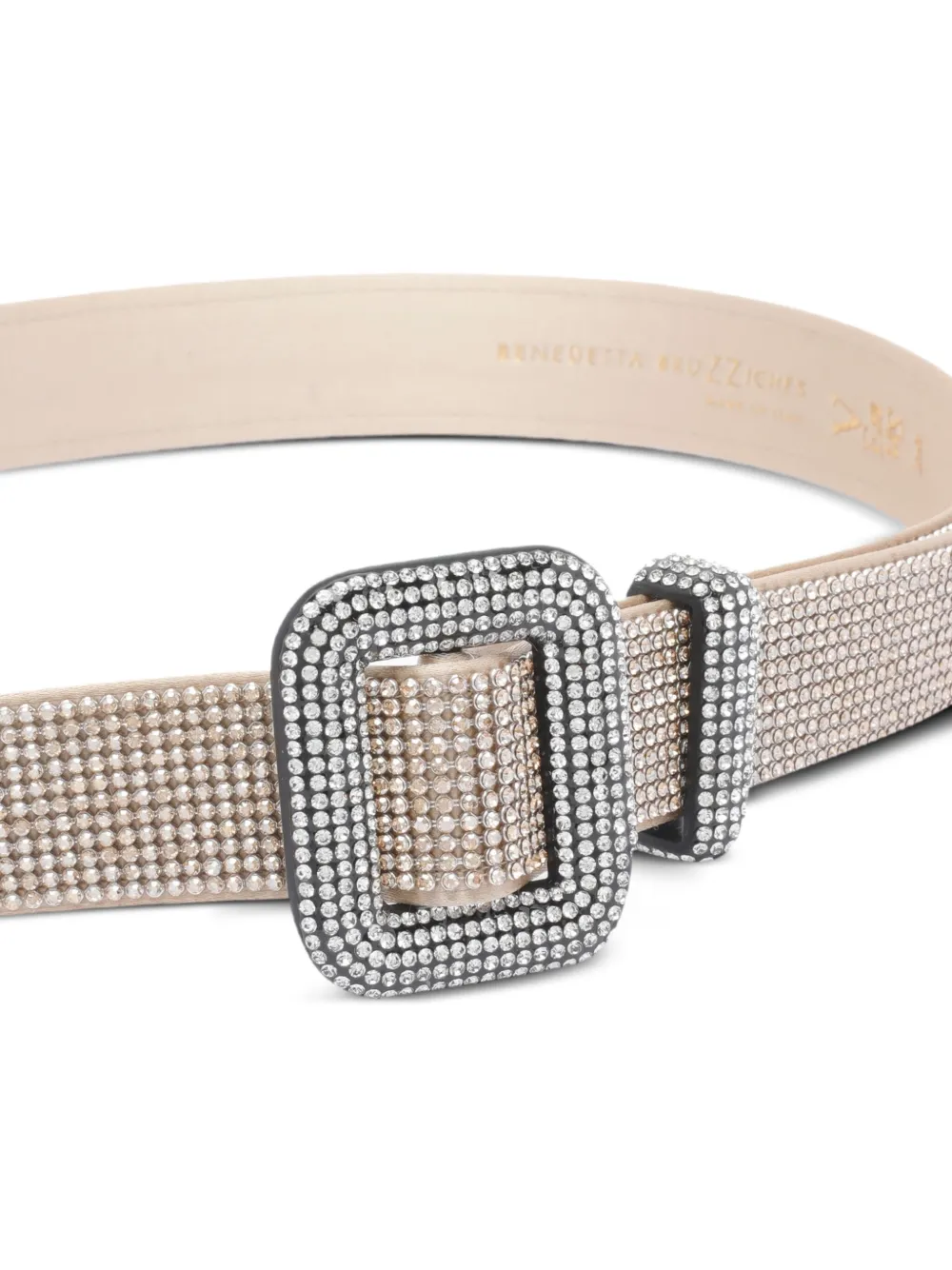 Benedetta Bruzziches crystal-embellished buckle belt Beige
